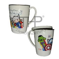 AVENGER cartoon print Drinking Unbreakable Hot Double Wall Plastic with Stainless Steel Inner mug Tea, Coffee, Milk Mug for KIDS , Home (Colour and print may Vary) BIG SET OF 2 CHARLI BIG 350 ml