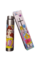 Aquaslim-550 ml -Steel Water Bottle Disnep Princess with Free Flip Cap