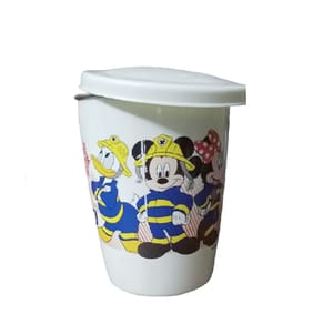 Mickey Mouse Cartoon Print Drinking Unbreakable Hot Double Wall Plastic with Stainless Steel Inner Tea, Coffee, Milk Mug for Kids, Home (Colour May Vary) Big 350ml