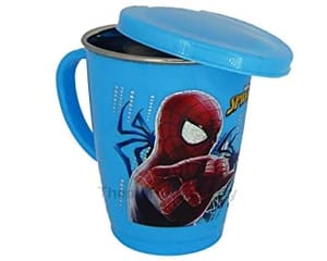 Spiderman Cartoon Print Drinking Unbreakable Hot Double Wall Plastic with Stainless Steel Inner Tea, Coffee, Milk Mug for Kids, Home (Colour May Vary) Small Single