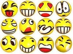 Cute Funny Yellow Emoji Smiley Face Bouncy Ball Best Birthday Return Gift for Kids Set of 12