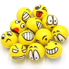 Cute Funny Yellow Emoji Smiley Face Bouncy Ball Best Birthday Return Gift for Kids Set of 12