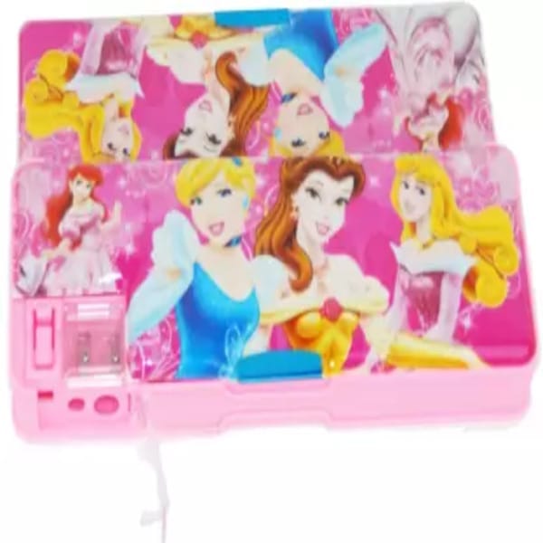 Multipurpose Dual Side Magnetic Pencil Box for Kids with Dual sharpner(Disney Princess)