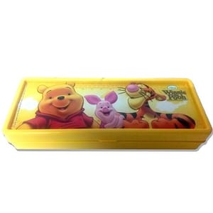 Winnie The Pooh Cartoon Theme Kid's Plastic Pencil Box with Compartment Return Gifts for Kids Birthday Party