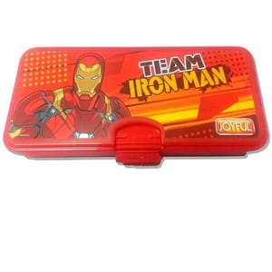 Iron Men Cartoon Theme Kid's Plastic Pencil Box with Compartment Return Gifts for Kids Birthday Party