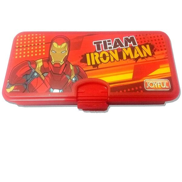 Iron Men Cartoon Theme Kid's Plastic Pencil Box with Compartment Return Gifts for Kids Birthday Party