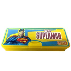 Superman Cartoon Theme Kid's Plastic Pencil Box with Compartment Return Gifts for Kids Birthday Party