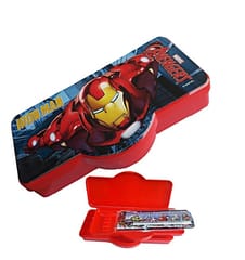 Avengers Captain Marvel Cartoon Theme Shaped Kid's Plastic Pencil Box with Compartment Return Gifts for Kids Birthday Party, Size - 22x11x3 Cm New Year Gift Festival Gift ( Colour & Print As Per Available )