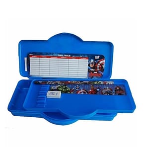 Avengers Captain Marvel Cartoon Theme Shaped Kid's Plastic Pencil Box with Compartment Return Gifts for Kids Birthday Party, Size - 22x11x3 Cm New Year Gift Festival Gift ( Colour & Print As Per Available )