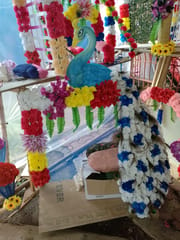 Artificial Flower Decoration With Peacock Design For Ganesh Chaturthi Flower Decoration - Ideas for Ganpati Festival Decoration Service For Home