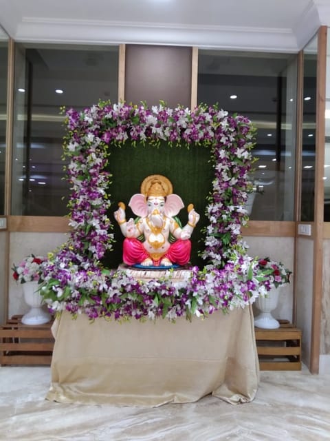 Artificial Flower Decoration For Ganesh Chaturthi Flower Decoration - Ideas for Ganpati Festival Decoration Service For Home