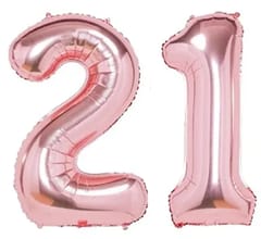 21st Happy Birthday Balloon Decoration , For Girls Decoration Theme-Golden & Pink ,Happy Birthday Decoration Service At Your Door-Step,( 21st Birthday Decoration For Girls )