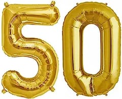 50th Happy Anniversary Balloon Decoration ,Decoration Theme-Gold & White , Happy Anniversary Decoration Service At Your Door-Step, (50th Anniversary Decoration)