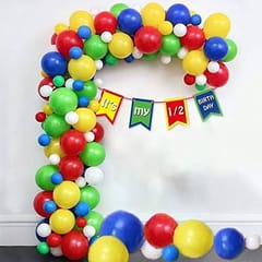 It's My Half Birthday Balloon Decoration ,Decoration Theme-Multi-Colours  ,6 Months Birthday Decoration , Happy Birthday Decoration Service At Your Door-Step, (1/2 Birthday  Decoration)