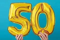 Happy Birthday Balloon Decoration ,( 50th Birthday Decoration ) , Decoration Theme- Gold & Black , Happy Birthday Decoration Service At Your Door-Step