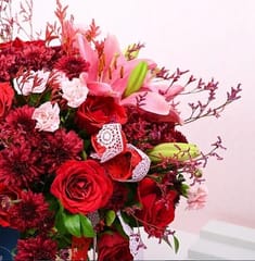 Radiant Red Floral Elegance In Brown Vase By cThemeHouseParty