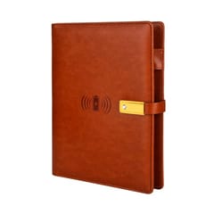 Standard Light Tan Leather Finished 8000mAh Power bank Diary with 16gb Pendrive