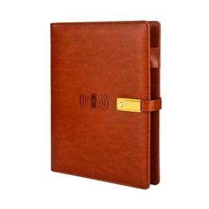 Standard Light Tan Leather Finished 8000mAh Power bank Diary with 16gb Pendrive