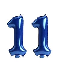 11th Happy Birthday Balloon Decoration ,Decoration Theme-Gold & Silver & Blue, Happy Birthday Decoration Service At Your Door-Step,( 11th Birthday Decoration )