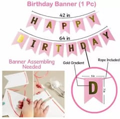 13th Happy Birthday Balloon Decoration ,Decoration Theme-Gold & Pink & White, Happy Birthday Decoration Service At Your Door-Step,( 13th Birthday Decoration )