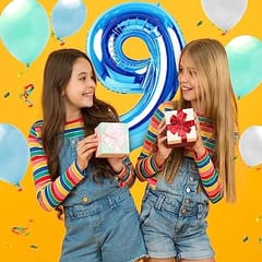 9th Happy Birthday Balloon Decoration , For Kids Decoration Theme-Blue & Pink  ,Happy Birthday Decoration Service At Your Door-Step,( 9th Birthday Decoration For Kids Girls & Boys)