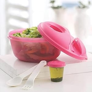 Tupperware Eat Salad On The Go Plastic Storage - 1L- Midget , Purple ,Gift Set