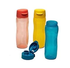 Tupperware Aquasafe Plastic Water Bottle Set, 1 Litre, Set of 4, Multicolour Gift For Back To School Students