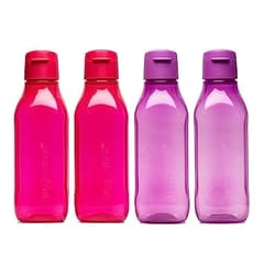 Tupperware Aquasafe Plastic Water Bottle Set, 1 Litre, Set of 4, Multicolour Gift For Back To School Students