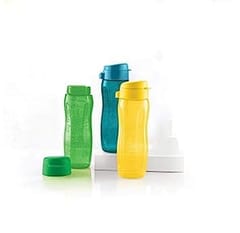 Tupperware Aquasafe Plastic Water Bottle Set, 1 Litre, Set of 4, Multicolour Gift For Back To School Students