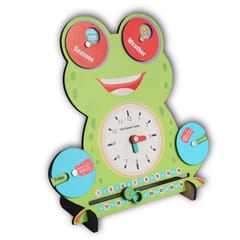 6 Activities Smiley Calendar Board Wooden Toy for Preschool Kids, Toddlers