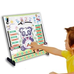 7 Activities Panda Teaching Clock & Calender with Weather, Days, Months, Dates, Greetings, and Seasons Board Wooden Toy Game for Kids