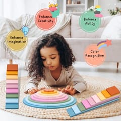 Set of 36 Rectangular & Halfmoon Rainbow Stacker