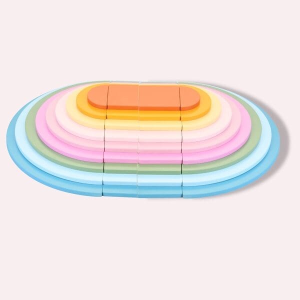 Set of 36 Rectangular & Halfmoon Rainbow Stacker