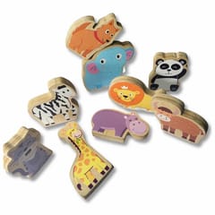 Animal Theme Birch Wood Stacking Toy Set of 9 Combo Set for Kids