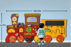 Giant Talking Train with 1 Coach Wooden Busy Board Activities Wall Panel for Kids