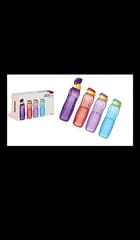 Tupperware Aquaslim Water Bottle 1 L 4 Pcs (Multicolor),For Back To School ,Collage ,Office  Water Bottle