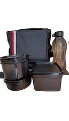 Lunch Set 3 containers, 1 bottle 500ml With Bag ( Black) Gift For Back To Office