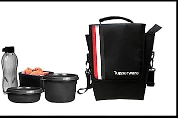 Lunch Set 3 containers, 1 bottle 500ml With Bag ( Black) Gift For Back To Office