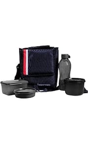 Lunch Set 3 containers, 1 bottle 500ml With Bag ( Black) Gift For Back To Office