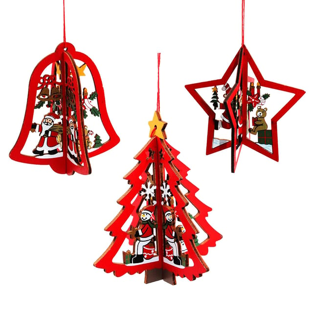 Christmas Decorations - 3D Christmas Tree Ornaments - Set of 6  By cThemeHouseParty