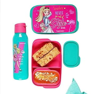 Tupperware Barbie Kids Lunch Set, Plastic, Pink, Green ,For Back To School Kids