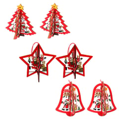 Christmas Decorations - 3D Christmas Tree Ornaments - Set of 6  By cThemeHouseParty