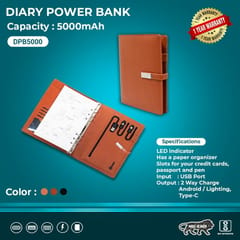 Standard Black Diary Power Bank DPBxxx5000mAh for a good corporate gifting idea for your friends and colleagues