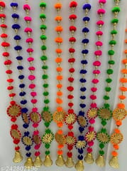 Handmade Wall Door Multi Color String with Trangle FlowerBeads, chakri Garland Bandhanwar Decoration Item for Home Decor Diwali Festival, Navratri, Wedding 4 FT 10 Strings