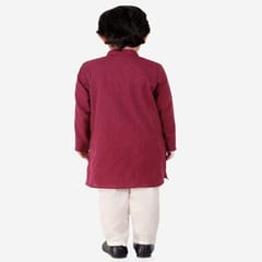 Boy's Cotton Regular Kurta and Pyjama Set (Maroon)