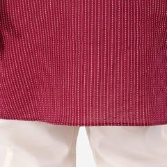 Boy's Cotton Regular Kurta and Pyjama Set (Maroon)