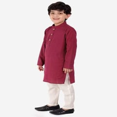 Boy's Cotton Regular Kurta and Pyjama Set (Maroon)