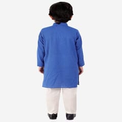 Boy's Cotton Regular Kurta and Pyjama Set (Blue)