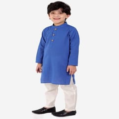 Boy's Cotton Regular Kurta and Pyjama Set (Blue)