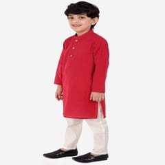 Boy's Cotton Regular Kurta and Pyjama Set (Red)